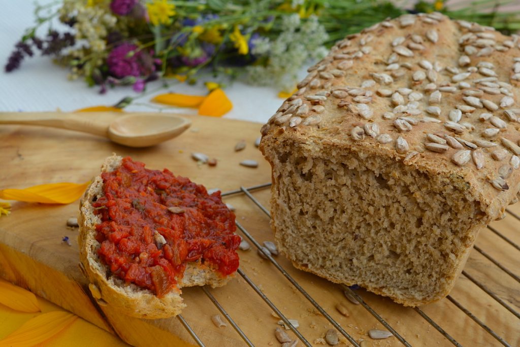 Barley bread with sunflower seeds - easy vegan bread recipe