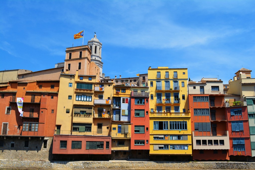 Colourful houses on the banks of the Onyar river, Girona
