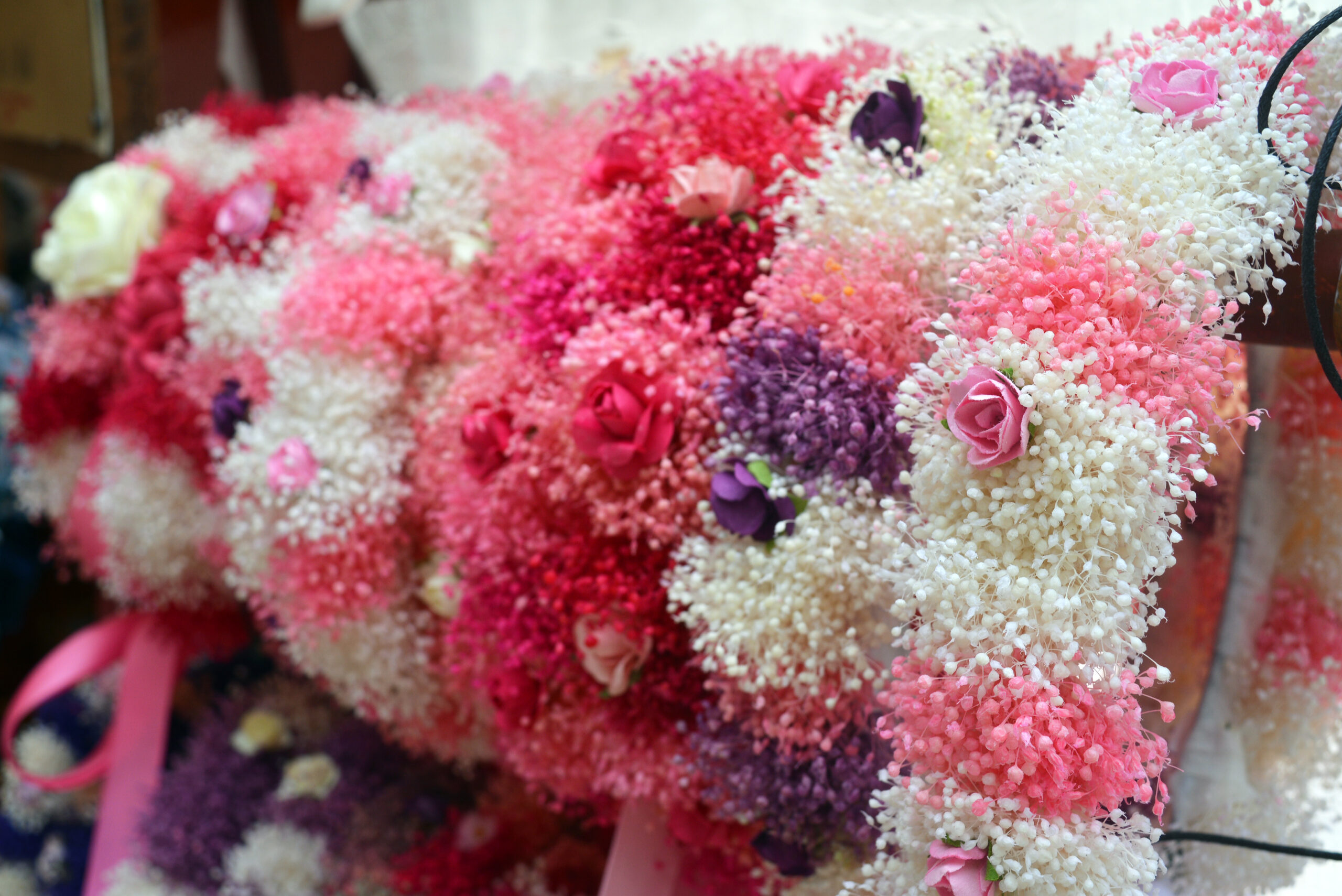 Flower crowns at the Roman market, Santander